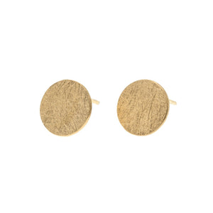 Large round brushed finish Sterling Silver vermeil studs