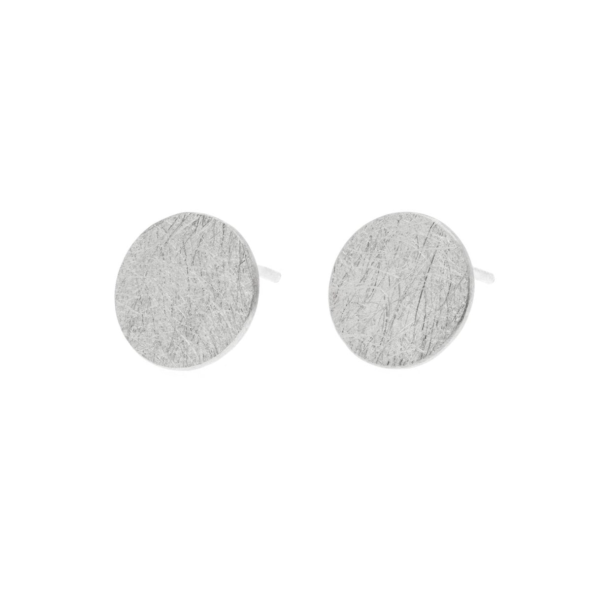 Large round brushed finish Sterling Silver studs