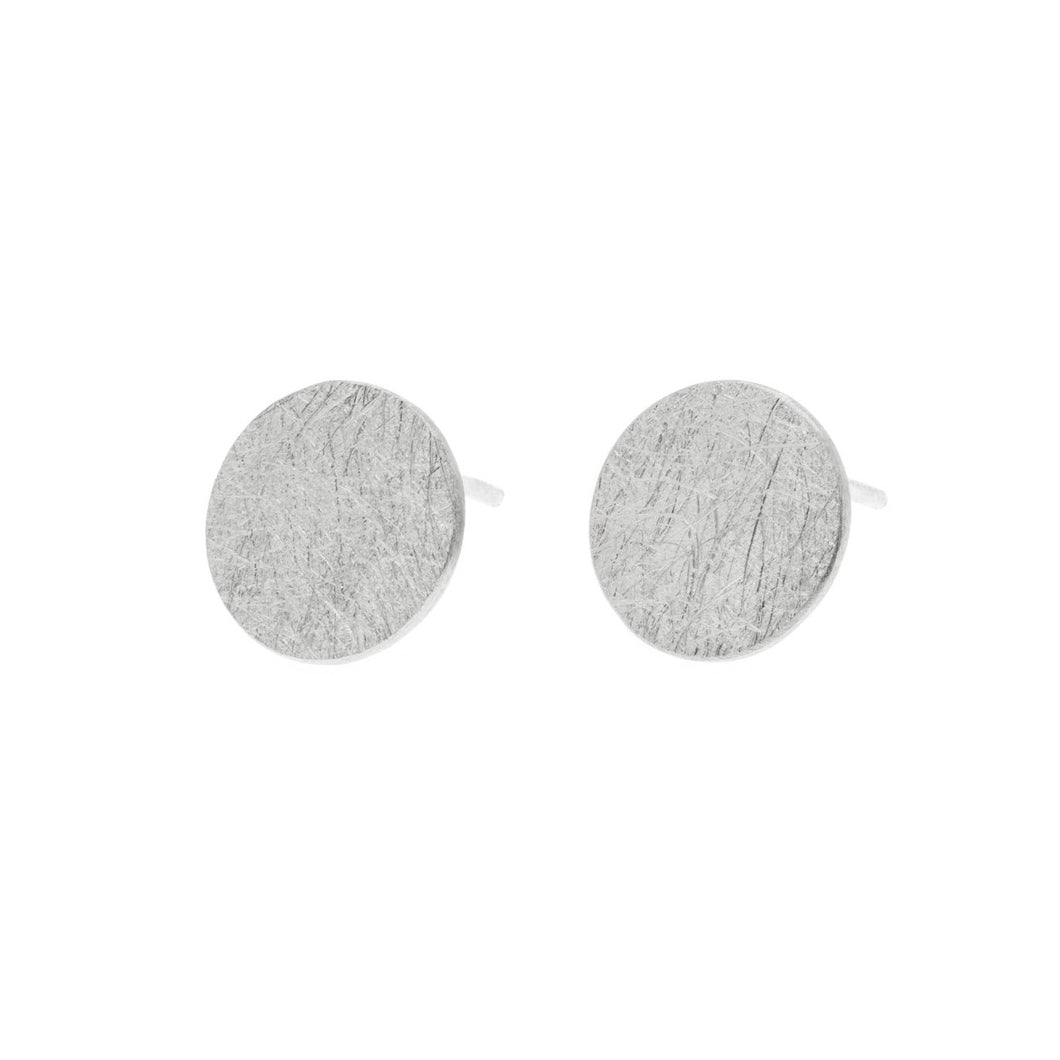 Large round brushed finish Sterling Silver studs