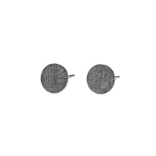 Load image into Gallery viewer, Medium round black oxidised Sterling Silver studs
