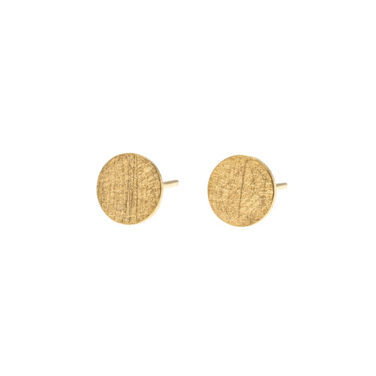 Medium round brushed finish Sterling Silver vermeil studs