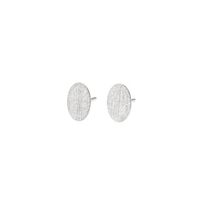 Medium round brushed finish Sterling Silver studs
