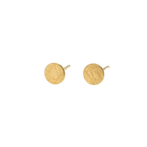 Small round brushed finish Sterling Silver vermeil studs
