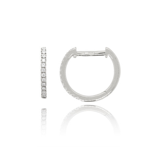 9ct White Gold & Diamond Large Hoop Earrings, view 2