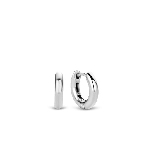Medium Sterling Silver Huggie Hoop Earrings by Ti Sento, view 2