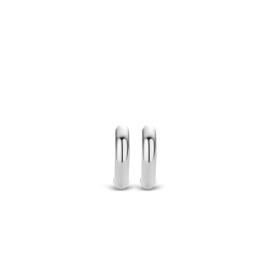 Medium Sterling Silver Huggie Hoop Earrings by Ti Sento, view 4