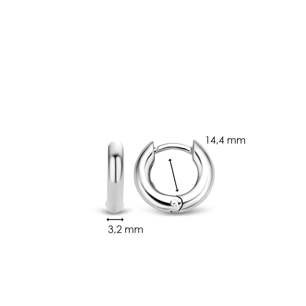 Medium Sterling Silver Huggie Hoop Earrings by Ti Sento, view 5