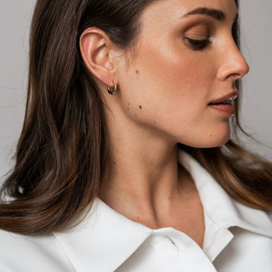 Ti Sento Small Gold Plated Hoops, view 2
