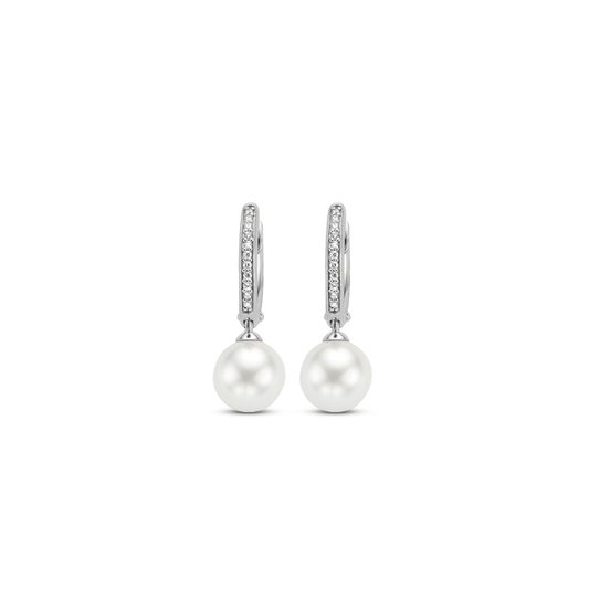Ti Sento Pearl Hoop Earrings, view 3