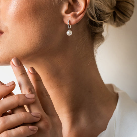 Ti Sento Pearl Hoop Earrings, view 2