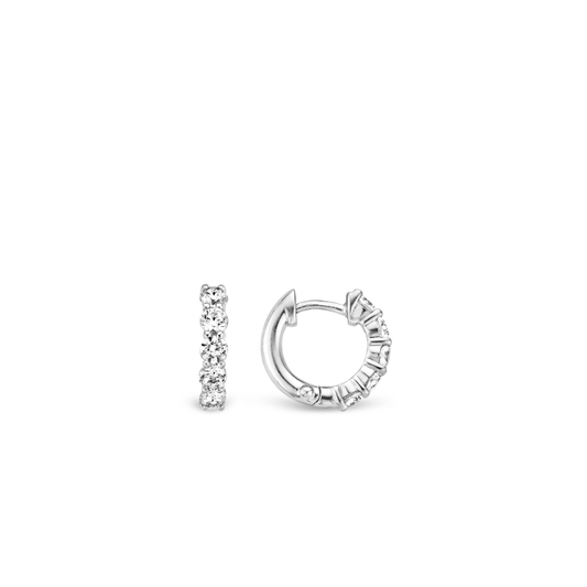 Ti Sento Rhodium Plated Hoop Earrings, view 3