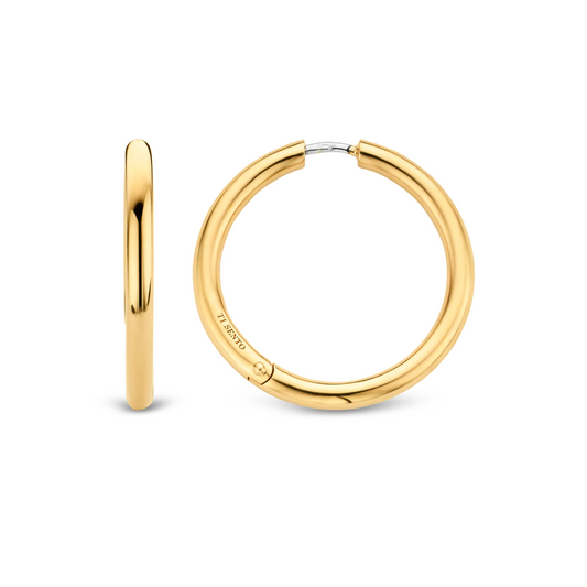 Ti Sento Classic Gold Plated Hoop Earrings, view 3