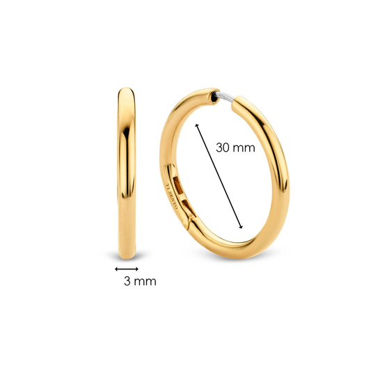 Ti Sento Classic Gold Plated Hoop Earrings, view 4