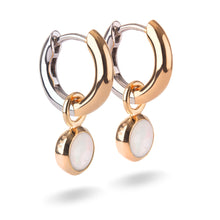 Load image into Gallery viewer, Small Yellow Gold Plated Silver Hoop Earrings with natural gemstone charms
