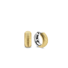 Load image into Gallery viewer, Ti Sento Gold Plated Ribbed Structure Hoops
