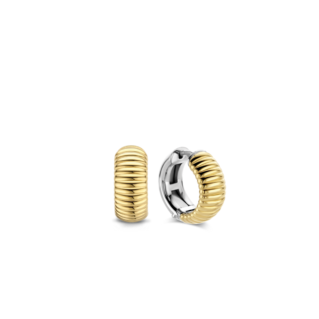 Ti Sento Gold Plated Ribbed Structure Hoops