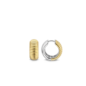 Ti Sento Gold Plated Ribbed Structure Hoops