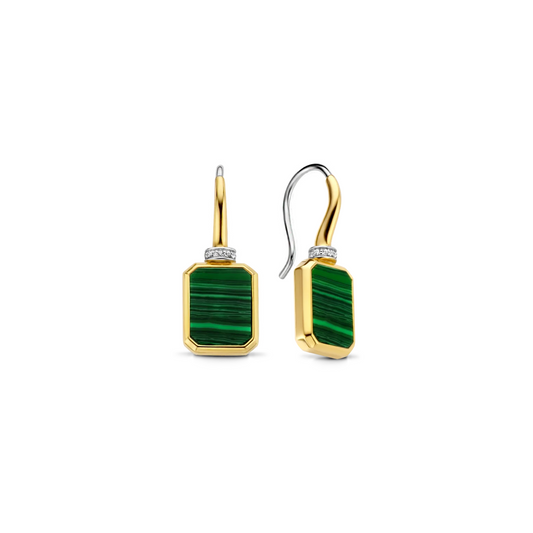 Ti Sento Malachite Stone Earrings