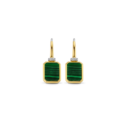 Ti Sento Malachite Stone Earrings, view 3