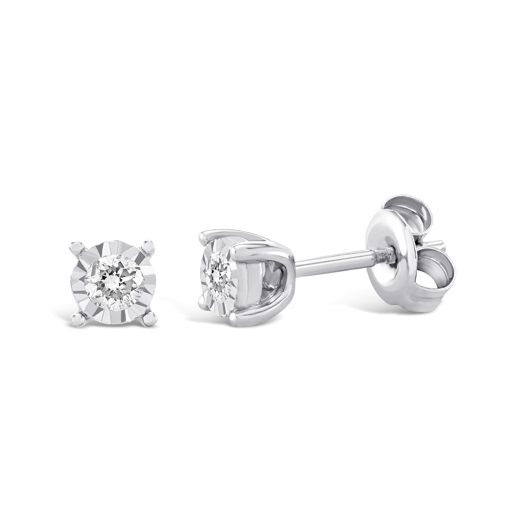 9ct White Gold 0.05ct Diamond stud earrings