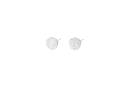 Small Sterling Silver Stud Earrings - Brushed finish, view 2