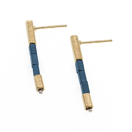 Gold Vermeil and Haematite Bar Earrings