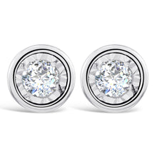 Load image into Gallery viewer, 9ct White Gold Rubover Setting Diamond stud earrings
