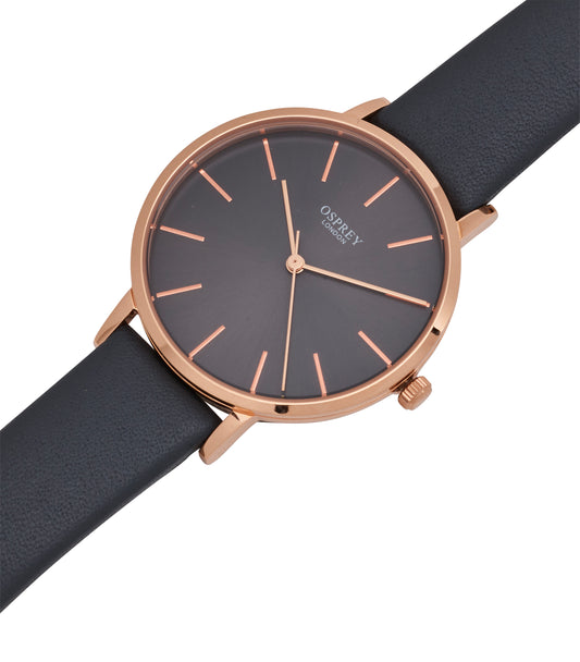 Osprey Gunmetal Grey Leather Strap Ladies' Watch, view 2