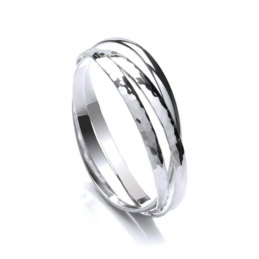 Hammered Sterling Silver Russian Bangle