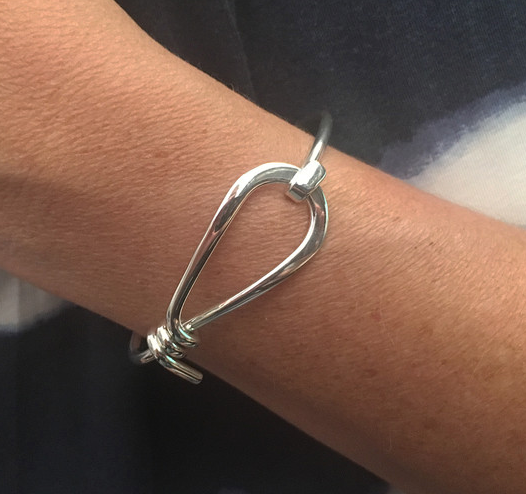 Ribbon Latch Sterling Silver Bangle, view 2