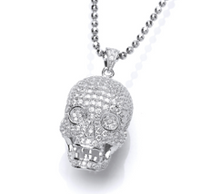 Load image into Gallery viewer, Cubic Zirconia Encrusted Skull Pendant
