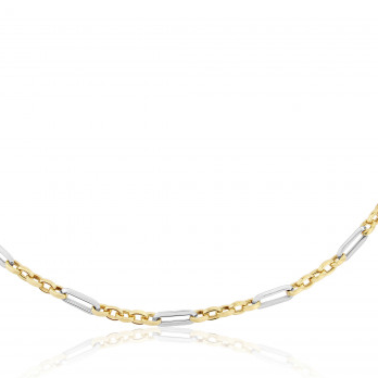 9ct Yellow and White Gold Link Necklace, view 3
