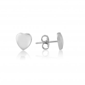 9ct White Gold Heart Stud Earrings