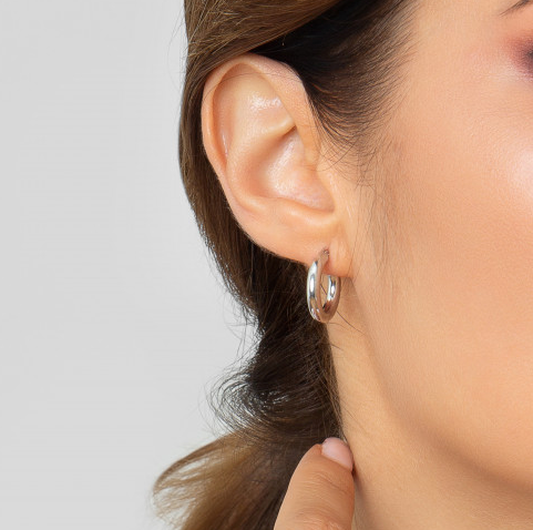 9ct White Gold Small Hoop Earrings, view 2