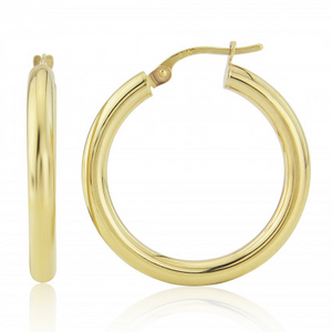 9ct Yellow Gold Tube Hoop Earrings (Medium)