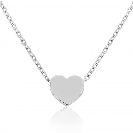9ct White Gold Heart Pendant Necklace