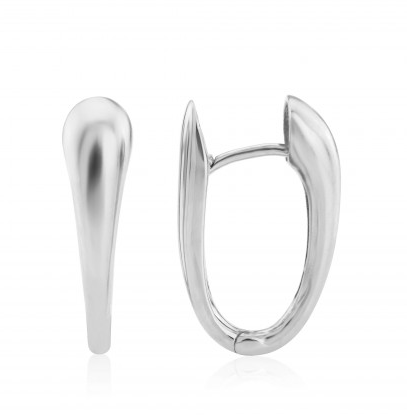 9ct White Gold Tapered Hoop Earrings