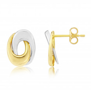 9ct Yellow and White Gold Swirl Earrings