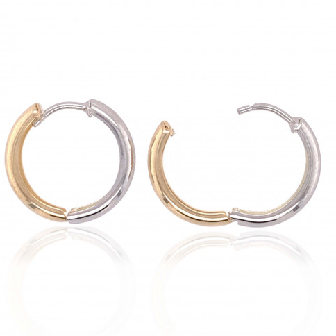 9ct Yellow and White Gold Hoop Earrings, view 2