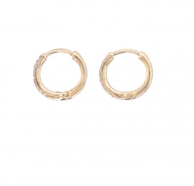 9ct Yellow Gold & Diamond Small Hoop Earrings, view 2