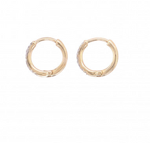 Load image into Gallery viewer, 9ct Yellow Gold &amp; Diamond Small Hoop Earrings
