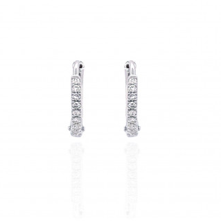 9ct White Gold & Diamond Small Hoop Earrings
