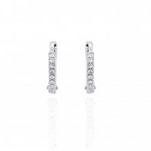 Load image into Gallery viewer, 9ct White Gold &amp; Diamond Small Hoop Earrings
