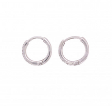 Load image into Gallery viewer, 9ct White Gold &amp; Diamond Small Hoop Earrings
