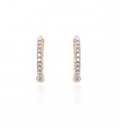 9ct Yellow Gold & Diamond Medium Hoop Earrings