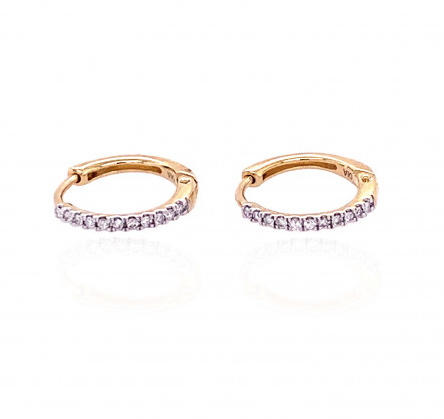 9ct Yellow Gold & Diamond Medium Hoop Earrings, view 2