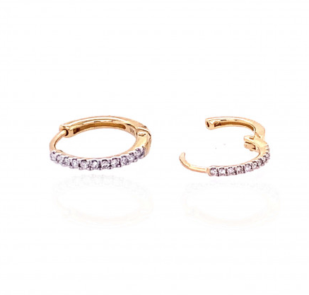 9ct Yellow Gold & Diamond Medium Hoop Earrings, view 3