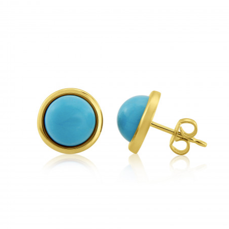 9ct Yellow Gold Turquoise Stud Earrings