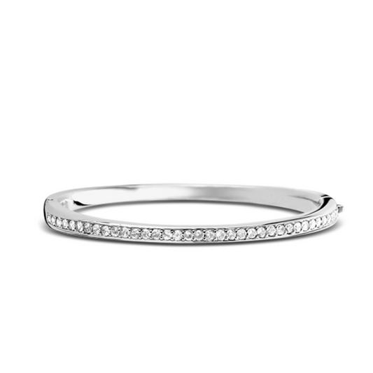 Sterling Silver Bangle set with Cubic Zirconia Stones