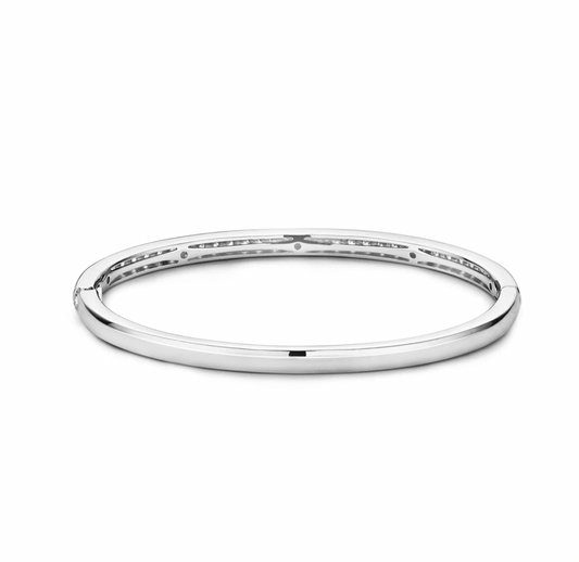 Sterling Silver Bangle set with Cubic Zirconia Stones, view 3